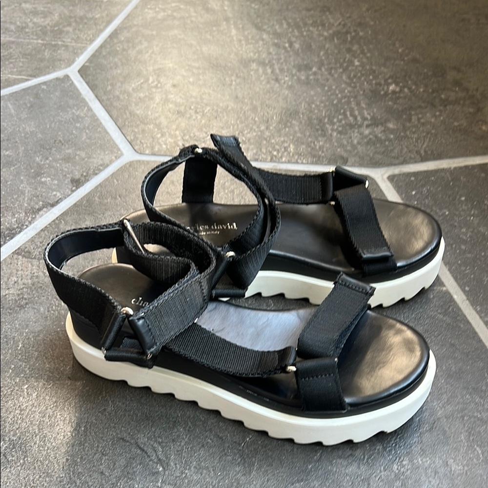 Charles David Black and White Platform Sandals